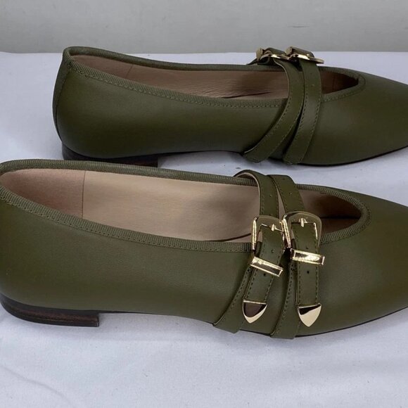 NEW TUCKERNUCK Nina Leather Ballet Flats – Olive Green – Women’s Size 9 - Picture 6 of 7